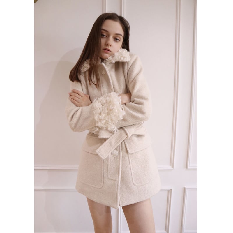 poodle fur coat ivory curly hair   épine