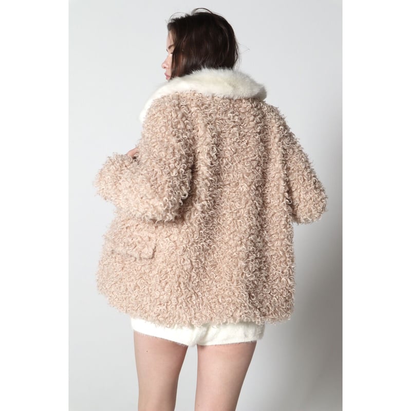 poodle fur collar coat pink | épine poodle fur collar coat pink | épine