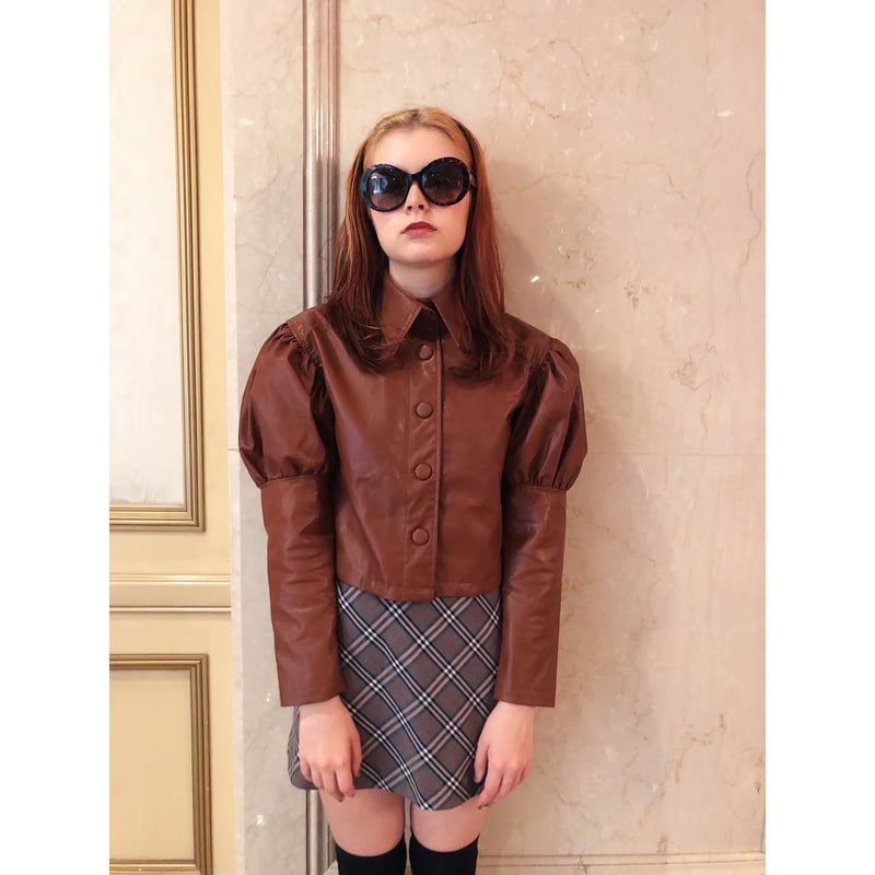 épine leather jacket ブラウン レザージャケット epine epine（エピヌ）の「leather lady jacket（ライダースジャケット