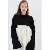 cropped mohair see-through high neck knit black