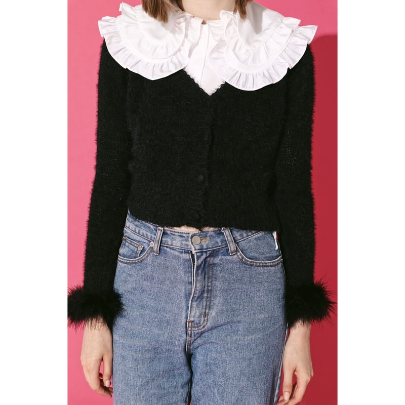 fur mohair cardigan black | épine