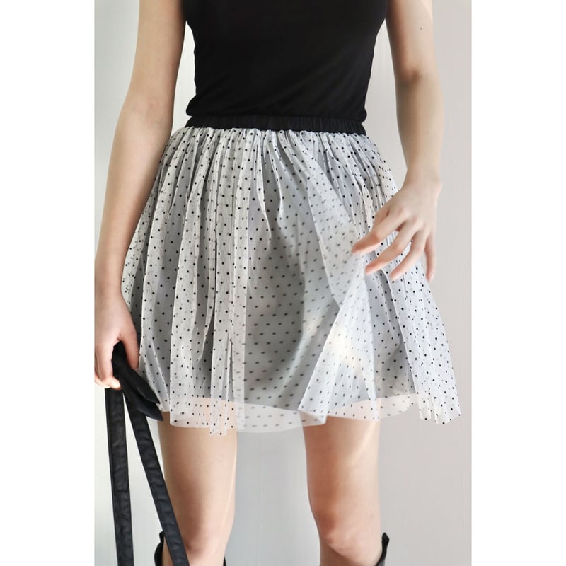 tulle mini skirt black×white dot | épine tulle mini skirt black×white dot | épine