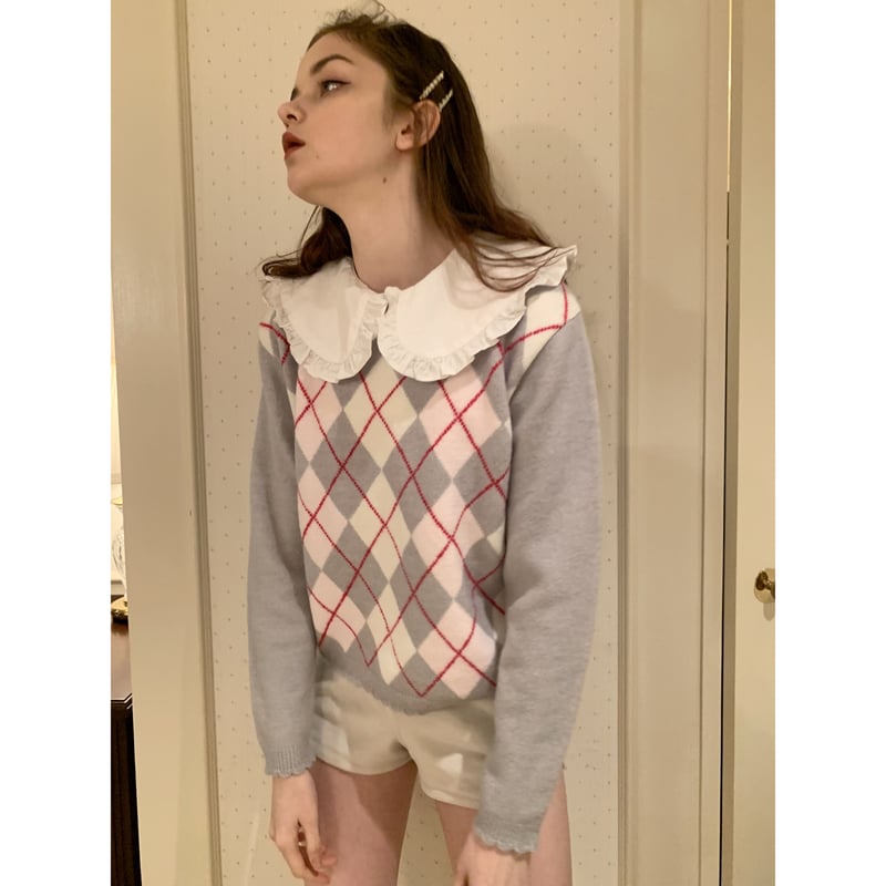 scallop argyle knit gray | épine