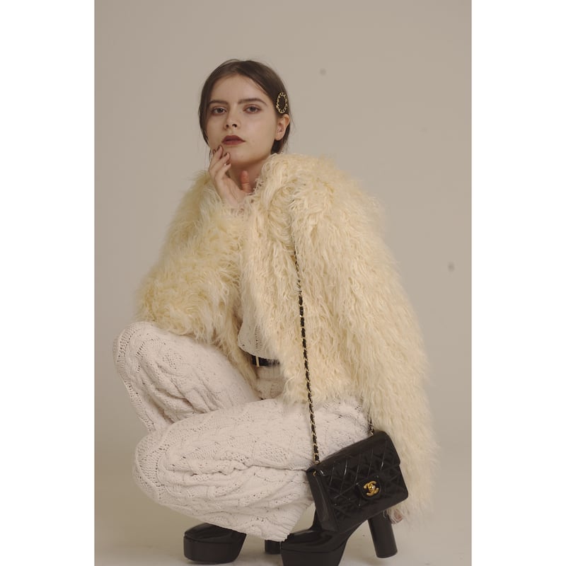 hood 2way volume fur coat white | épine hood 2way volume fur coat white | épine