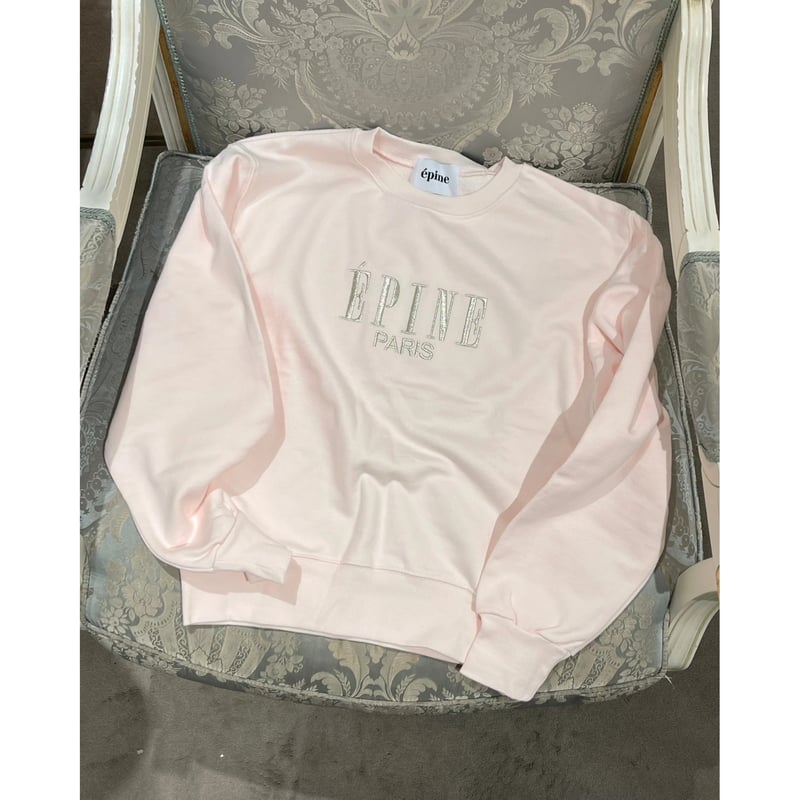 ÉPINE PARIS embroidery sweat baby pink×silver | ÉPINE PARIS embroidery sweat baby pink×silver |