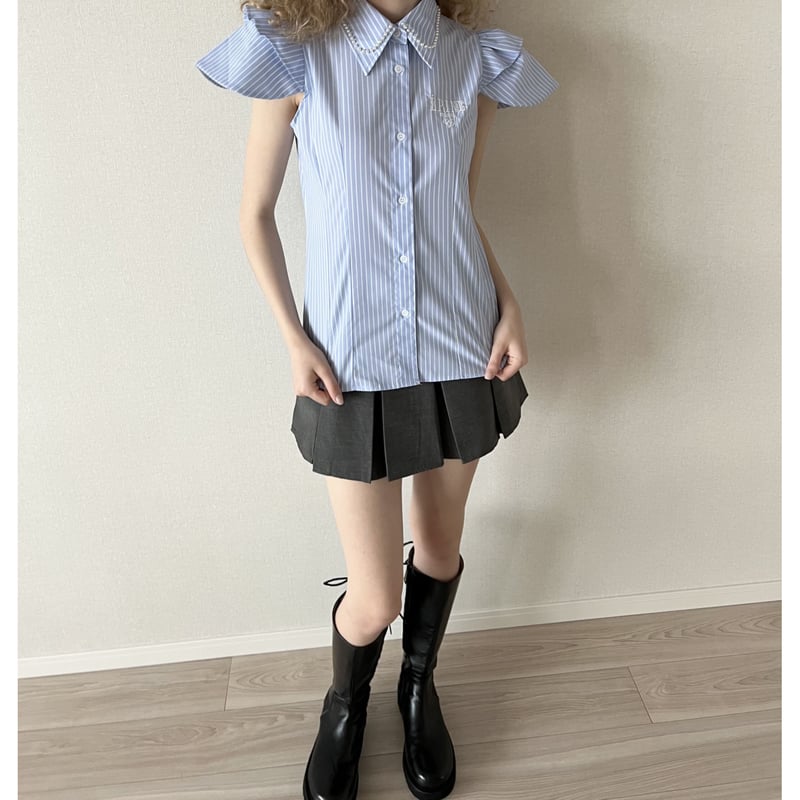 ÉPINE PARIS pearl blouse blue stripe | épine ÉPINE PARIS pearl blouse blue stripe | épine