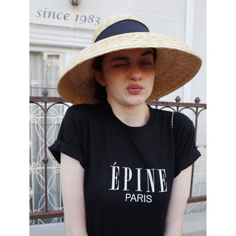 ÉPINE PARIS embroidery tee black×white