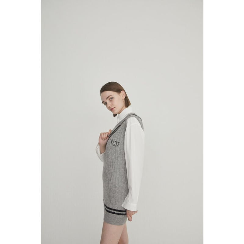 ÉPINE PARIS line cable knit vest onepiece（2colo