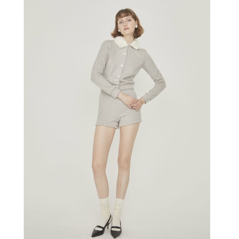poodle fur Pearl knit cardigan（2color） | épine