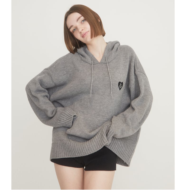 epine ニットフーディ グレー