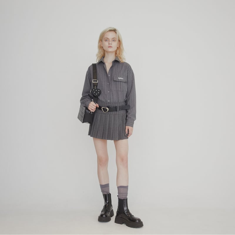 épine グレー プリーツミニスカート low pleats skirt（2color） | épine