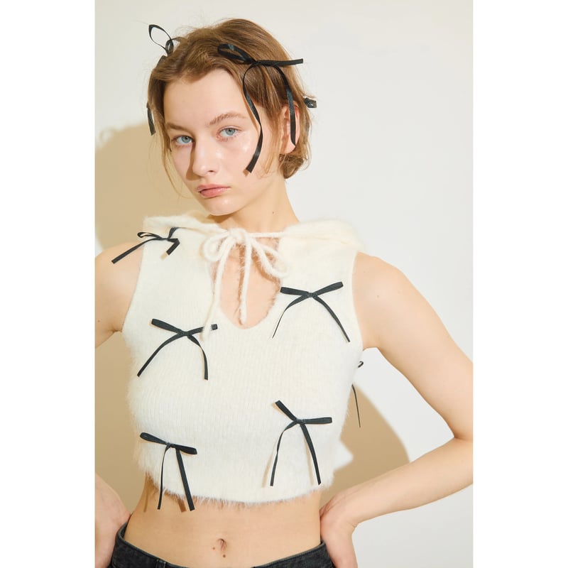 épine ribbon shaggy knit hoodie(2 color) | épine épine ribbon shaggy knit hoodie(2 color) | épine