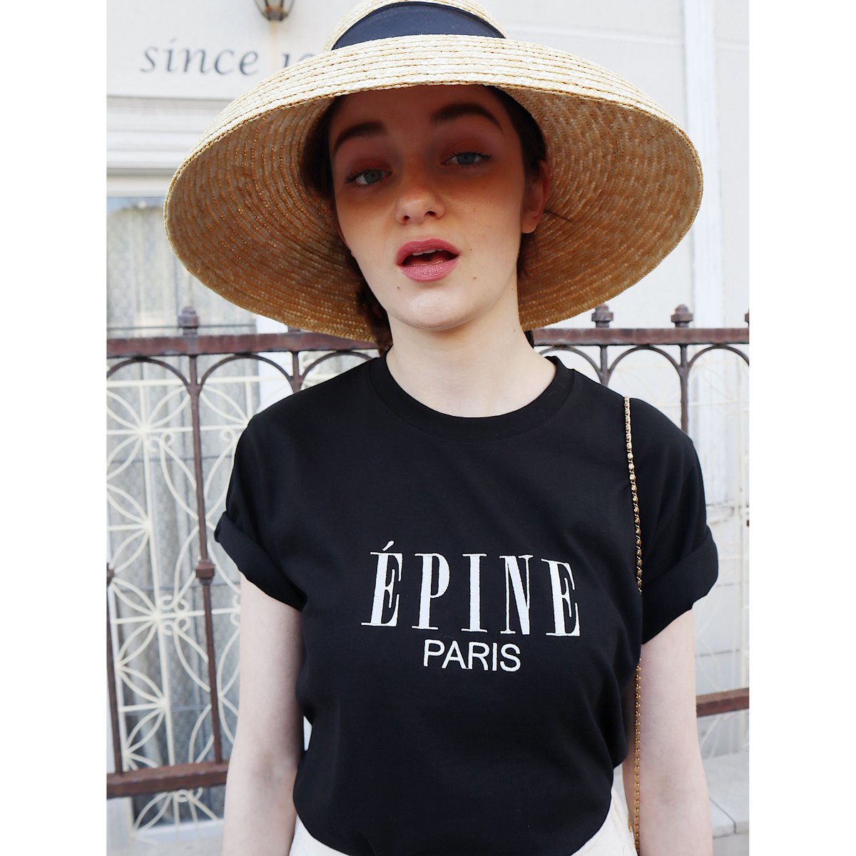 ÉPINE PARIS embroidery tee black×white