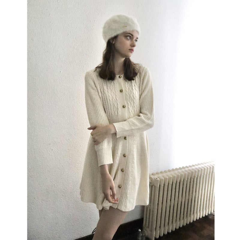 é button cable knit onepiece ivory | épine é button cable knit onepiece ivory | épine