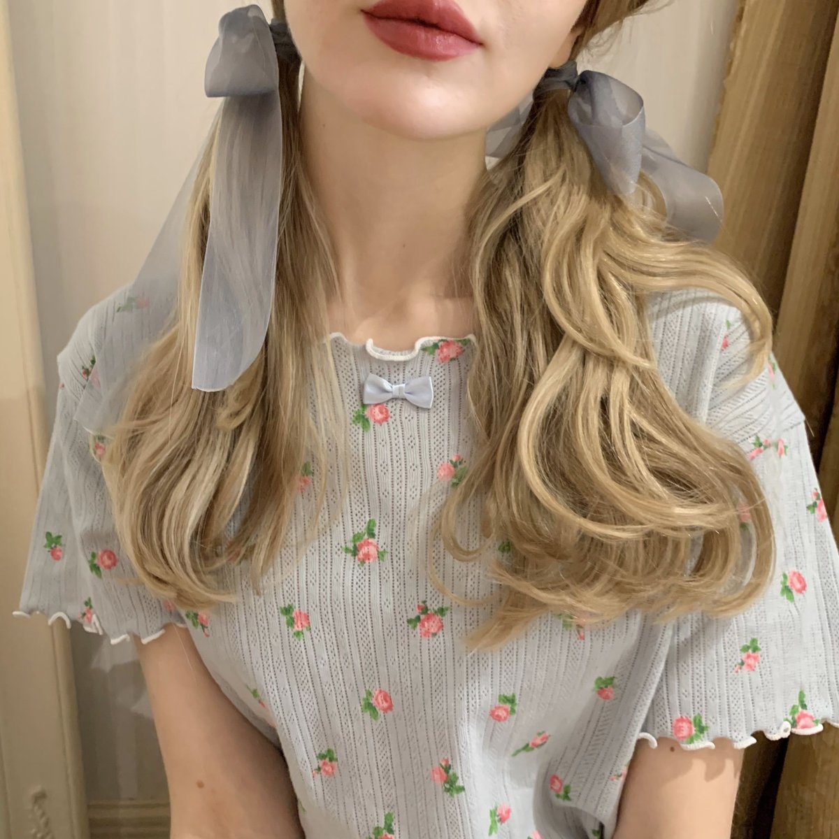 piping cotton flower room wear ice blue | épine piping cotton flower room wear ice blue | épine