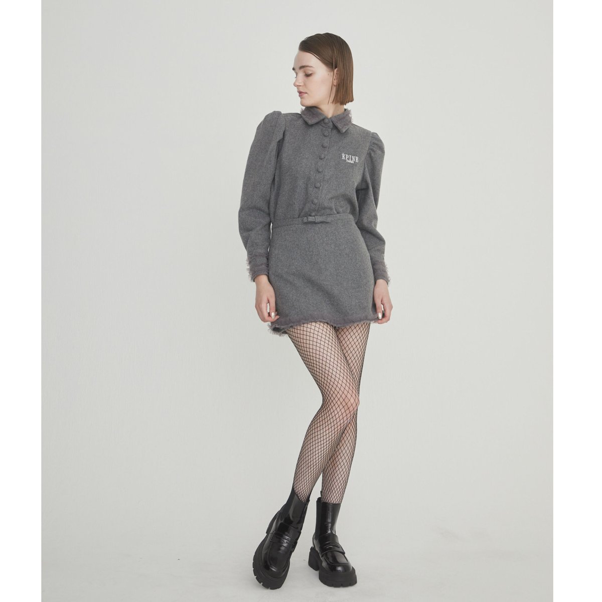ÉPINE PARIS tulle wool blouse romance gray | épine