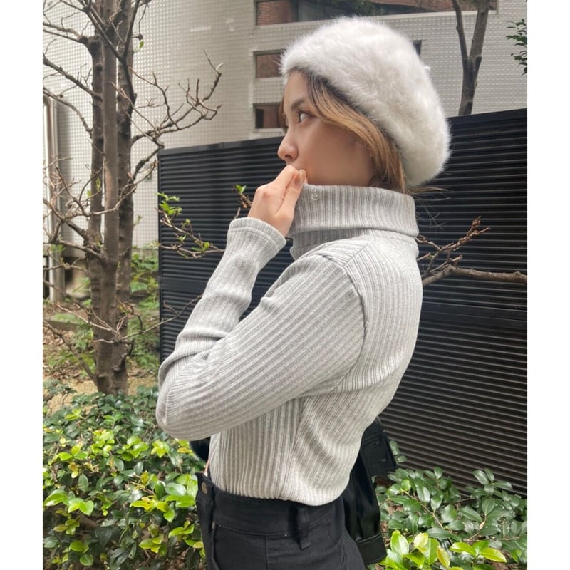 epine é embroidery rib knit high neck 冬服 é embroidery rib knit high neck gray | épine