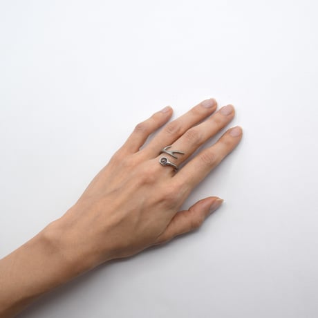 Deer ring L tourmalized quartz