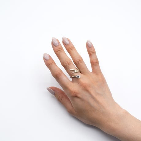 Deer ring R white topaz