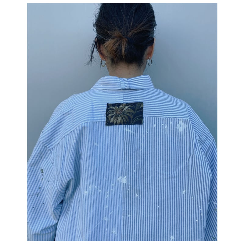 MALION vintage × g.l.c. 「US stripe paint shirt