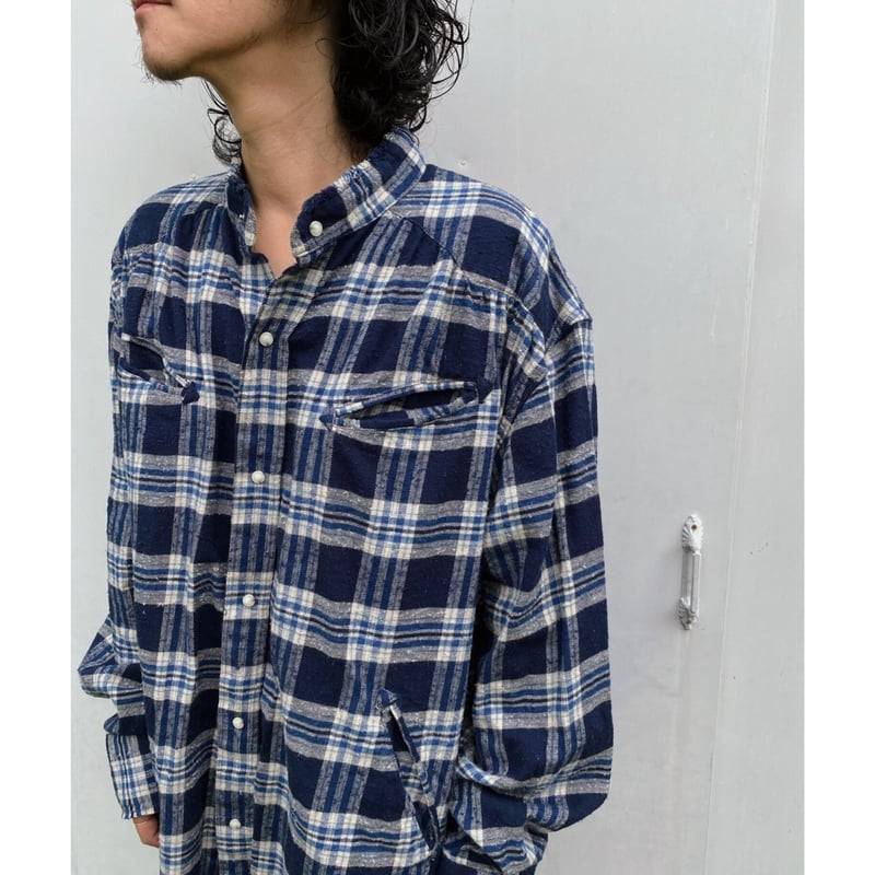 FACCIES「 Used Damage Check Shirt」navy. | gouter