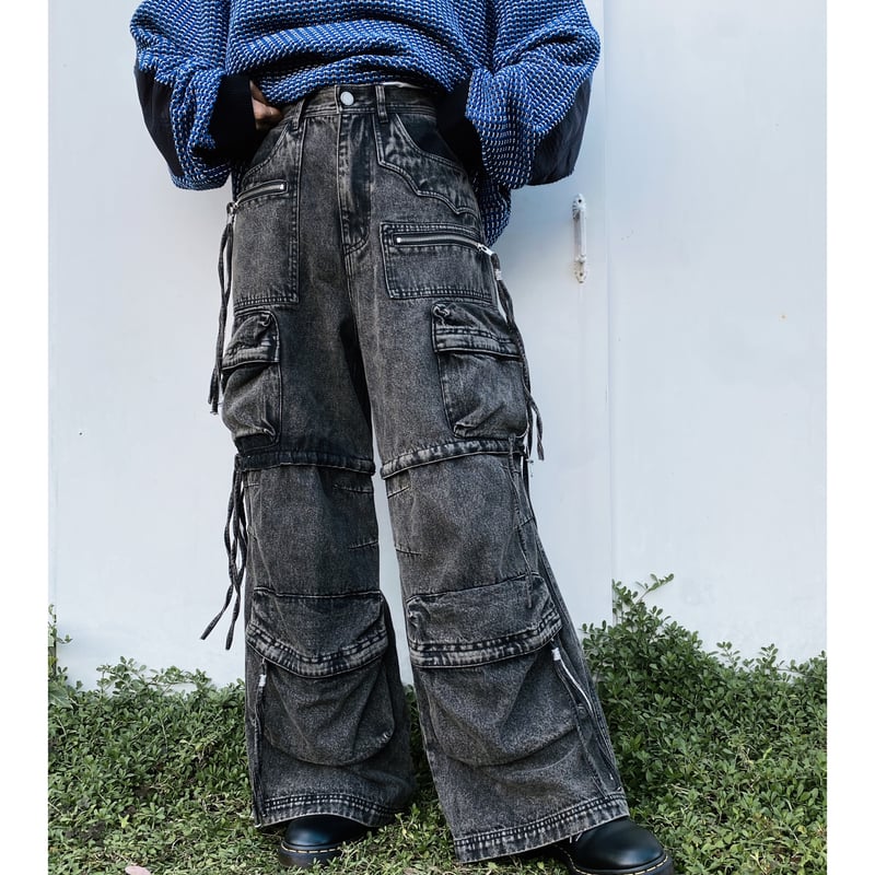 FACCIES「MULTI-POCKET DENIM CARGO」black. | goute