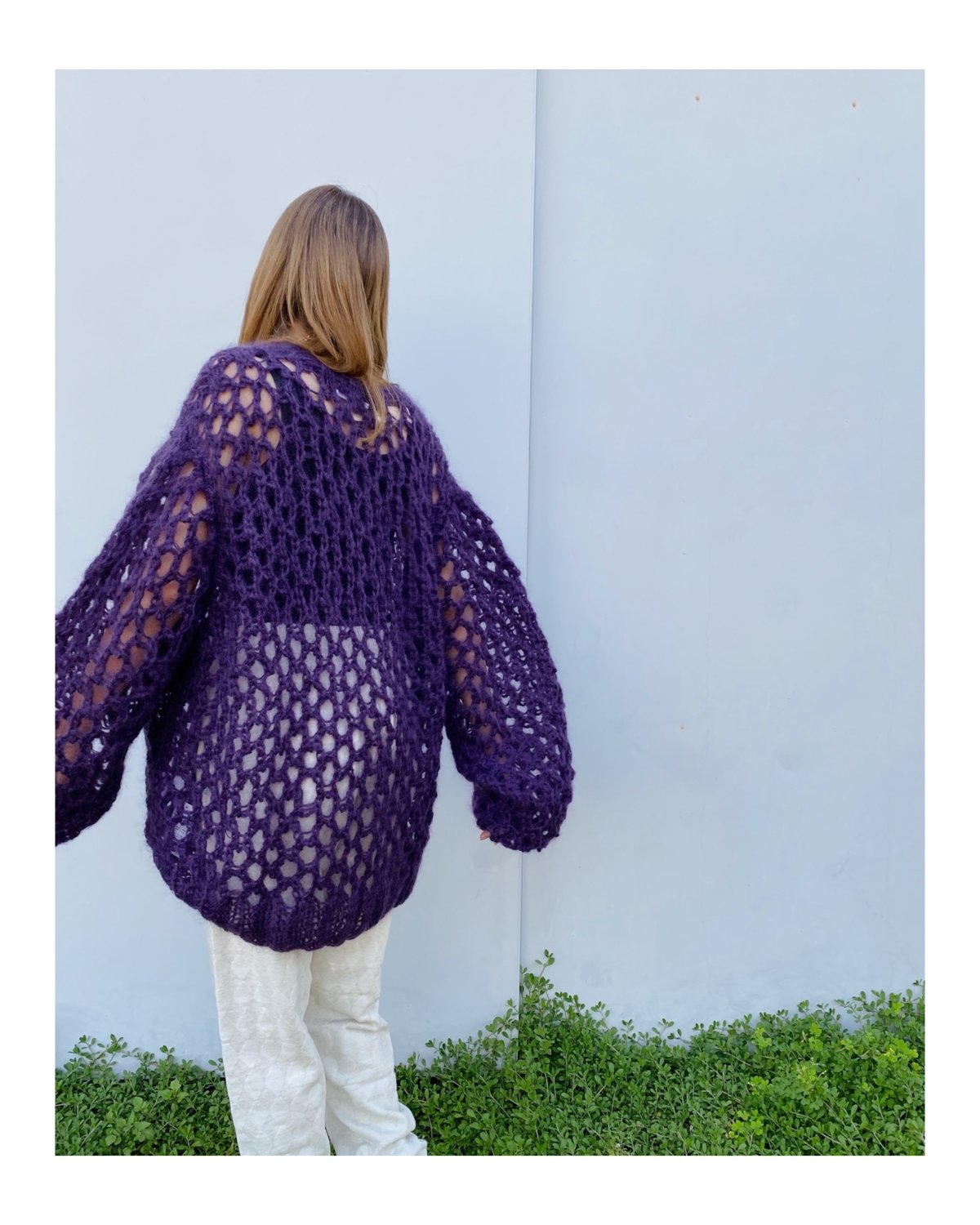 ERiKOKATORi「mohair hand knit cardigan」purple. |