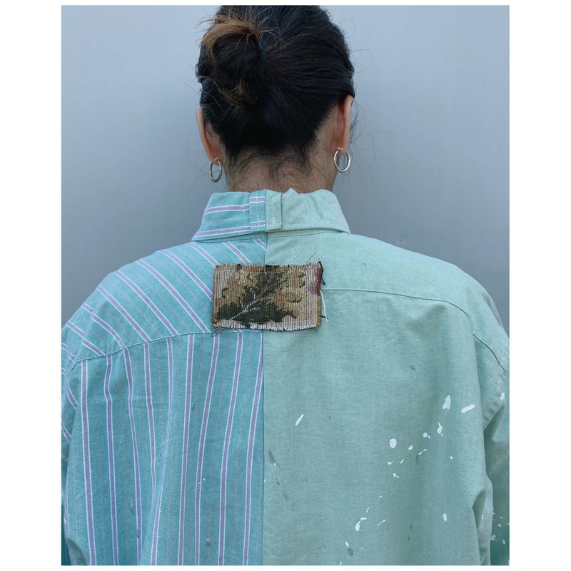 MALION vintage × g.l.c. 「US stripe paint shirt