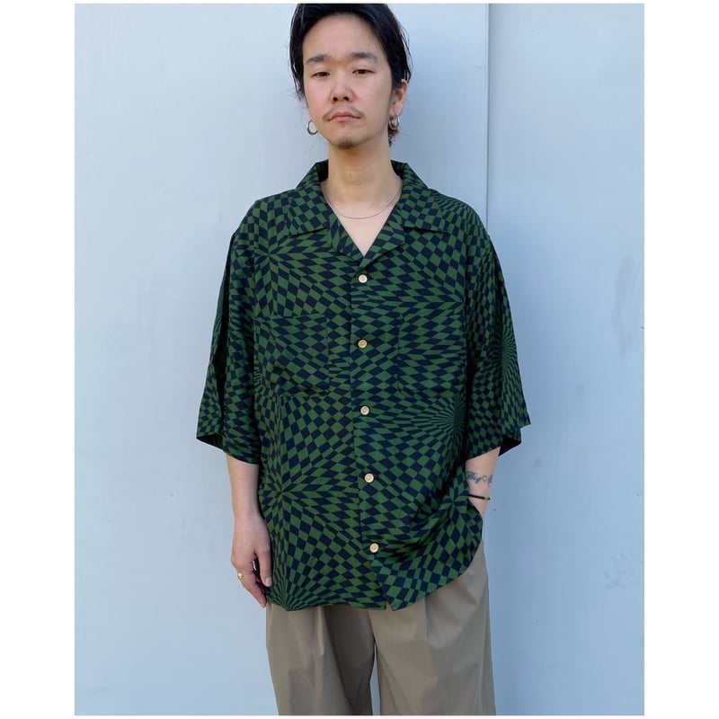 専用！BLACK WEIRDOS チェック柄ネルシャツ BLACK WEIRDOS「Checker Aloha shirt」 green. | gou