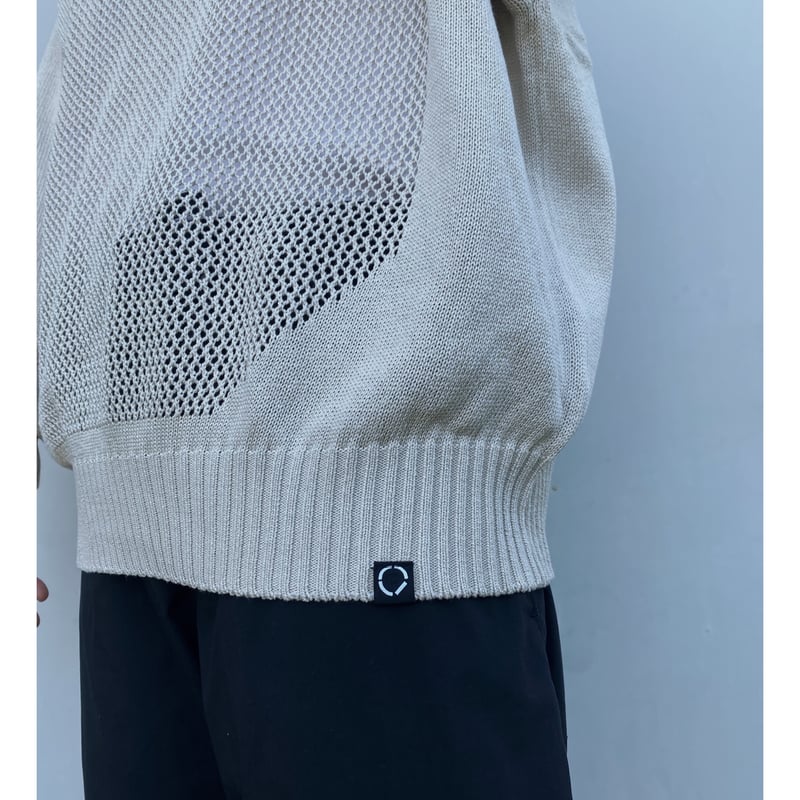 phingerin WINDOW WEB SWEATER ニット　フィンガリン PHINGERIN「WINDOW WEB SWEATER」greige. | gouter l