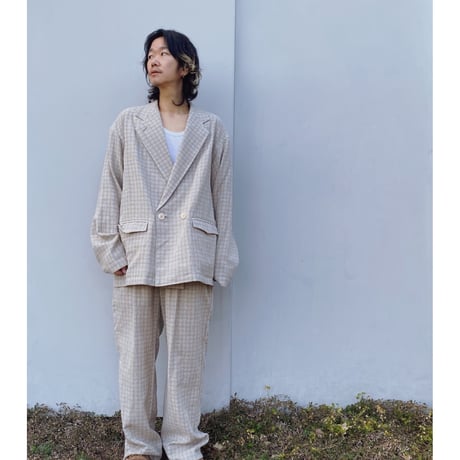 ERiKOKATORi「check cotton pants」beige.