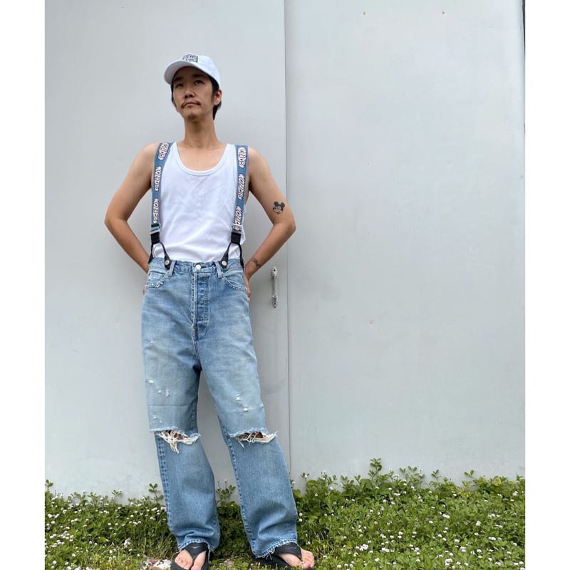 HOLIDAY DAMAGE DENIM SUSPENDER PANTS2回ほど着用しました