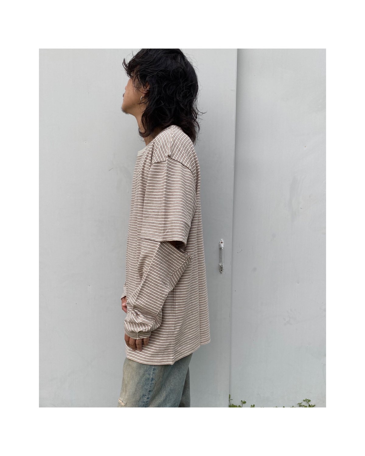 こんにちはfaccies ファッチーズ Elbow Cut Border FACCIES - Vintage Elbow Cut Bd Ls (Orange) ファッチーズ