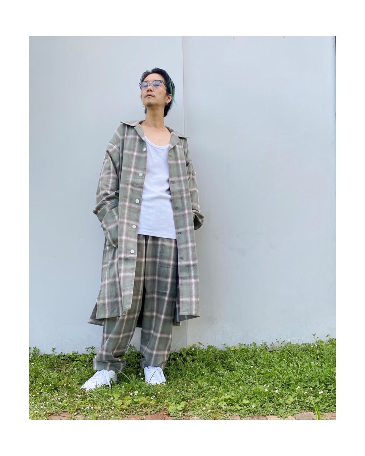 PHINGERIN「NIGHT PANTS NEL OMBRE」gray plaid . | 