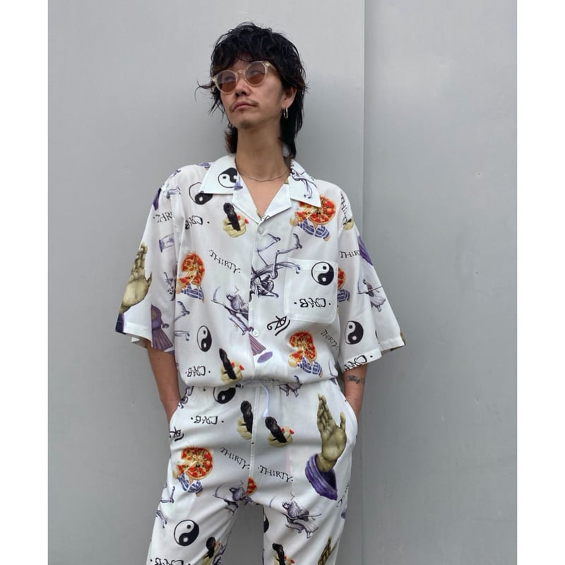 ◎美品レア◎BLACKWEIRDOS 半袖シャツ ホワイト BLACK WEIRDOS「REPO Aloha Shirt」white. | gouter