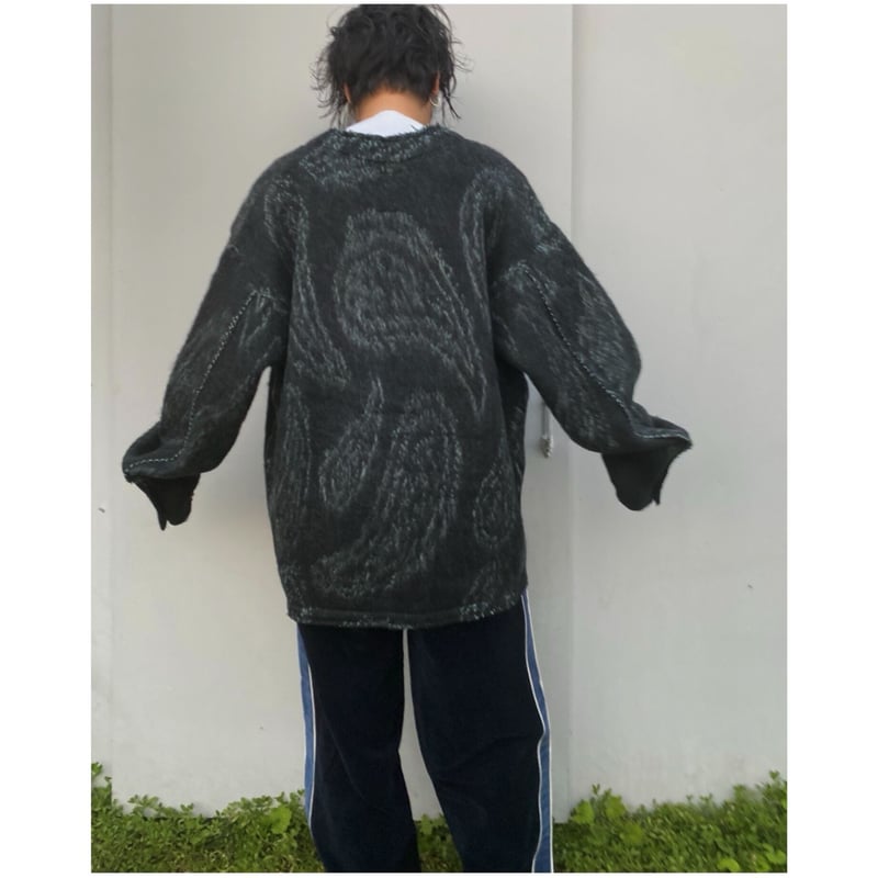 faccies「Mohair Jacquard Cardigan」black. | goute faccies「Mohair Jacquard Cardigan」black. | goute