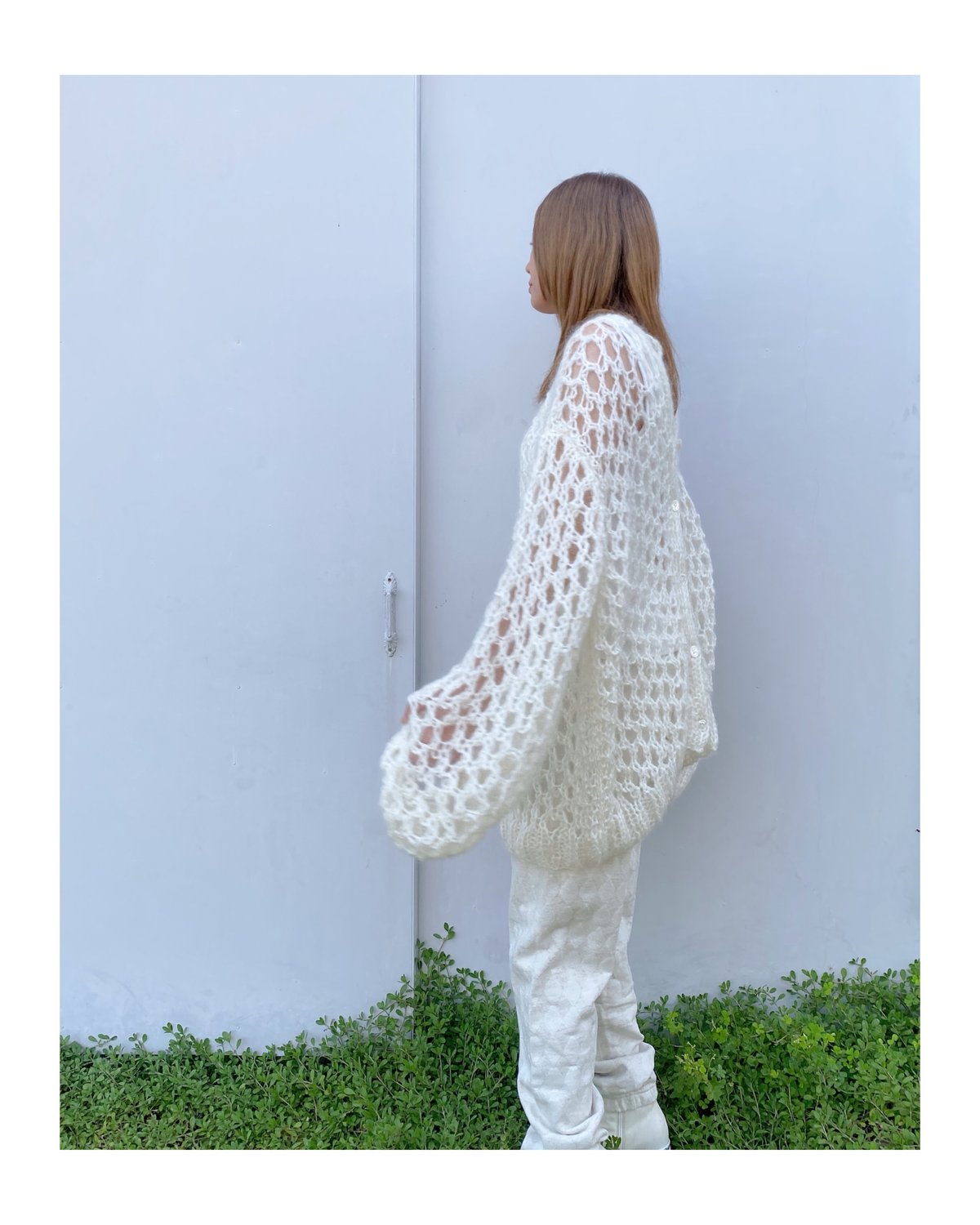 ERiKOKATORi「mohair hand khit cardigan」white. |