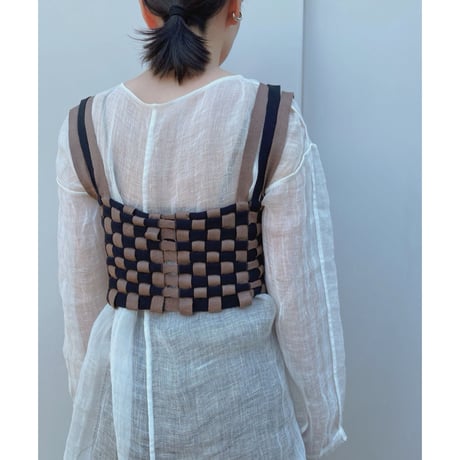 TAN.「PLAIN WEAVE CORSET 」cinnamon black.