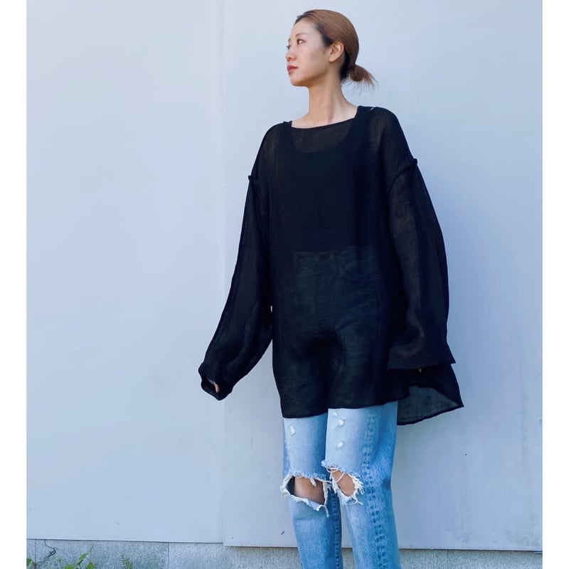 ERiKOKATORi「linen gawze top」black. | gouter le ERiKOKATORi「linen gawze top」black. | gouter le