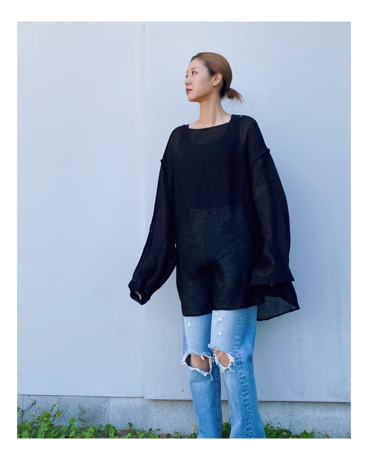 ERiKOKATORi「linen gawze top」black. | gouter le 