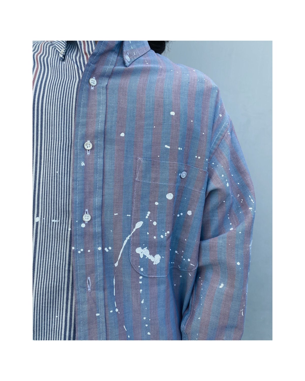MALION vintage × g.l.c. 「US stripe paint shirt