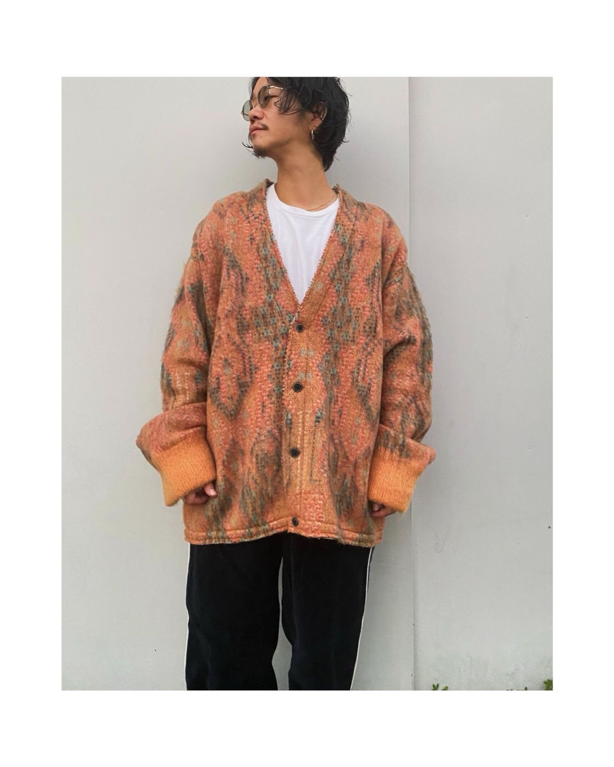 faccies「Mohair Jacquard Cardigan」orange. | gout