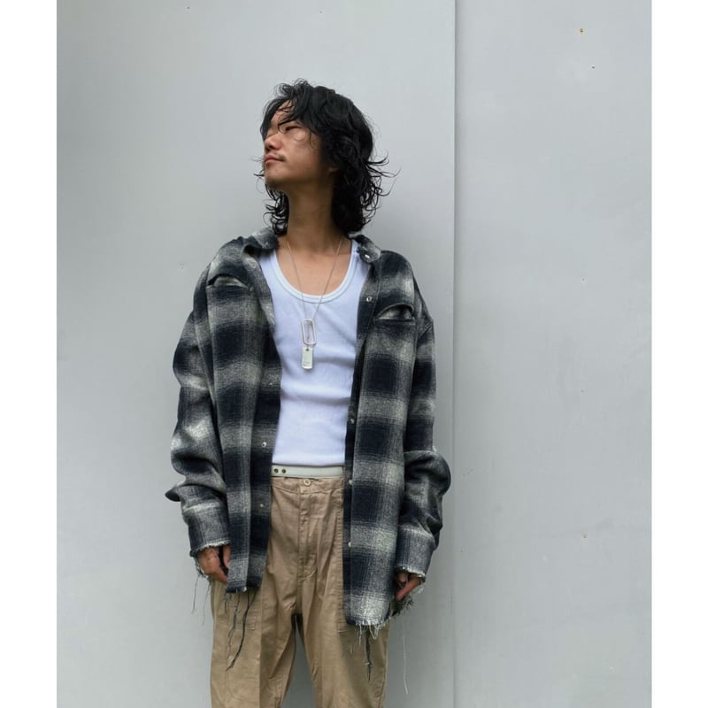 FACCIES「Used Damage Check Shirt」black. | gouter