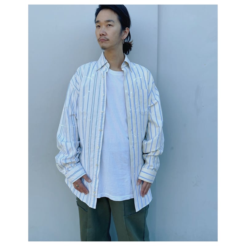 MALION vintage × g.l.c. 「US stripe paint shirt