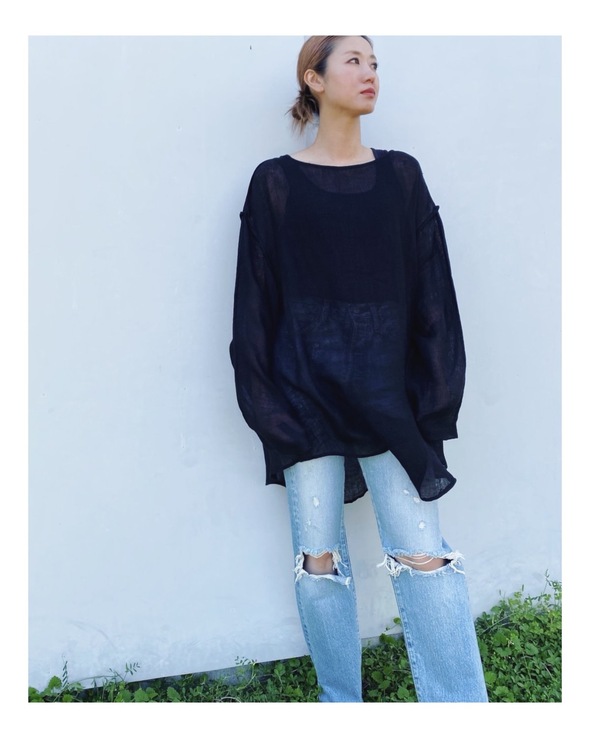 ERiKOKATORi「linen gawze top」black. | gouter le ERiKOKATORi「linen gawze top」black. | gouter le
