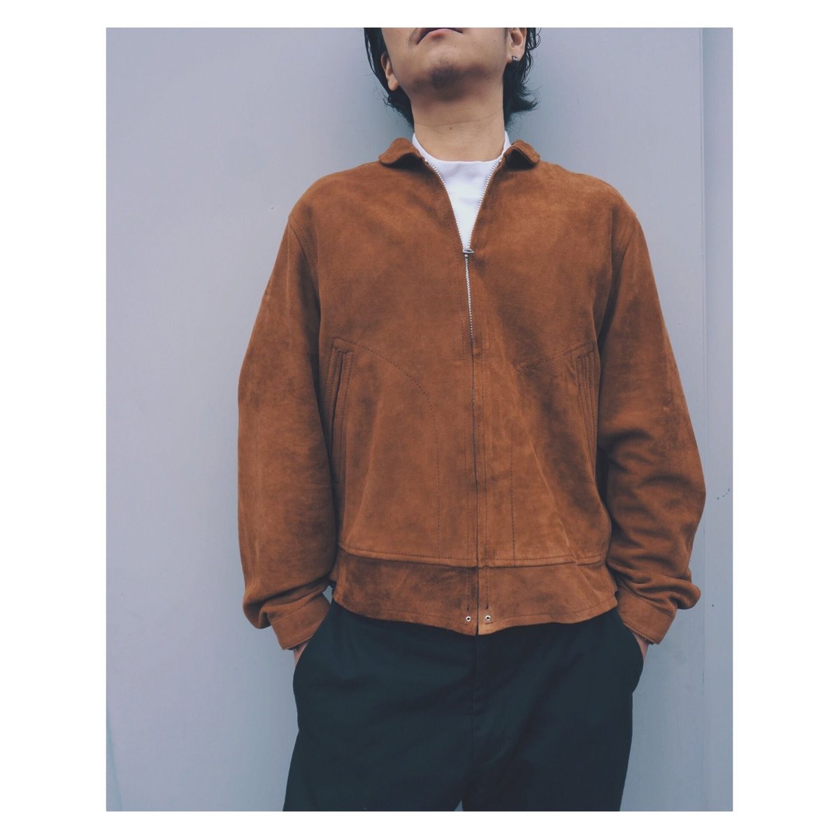 スエードジャケット　ウエスタンジャケット　プルオーバー コート ジャケット Fake suede western studs jacket / フェイク