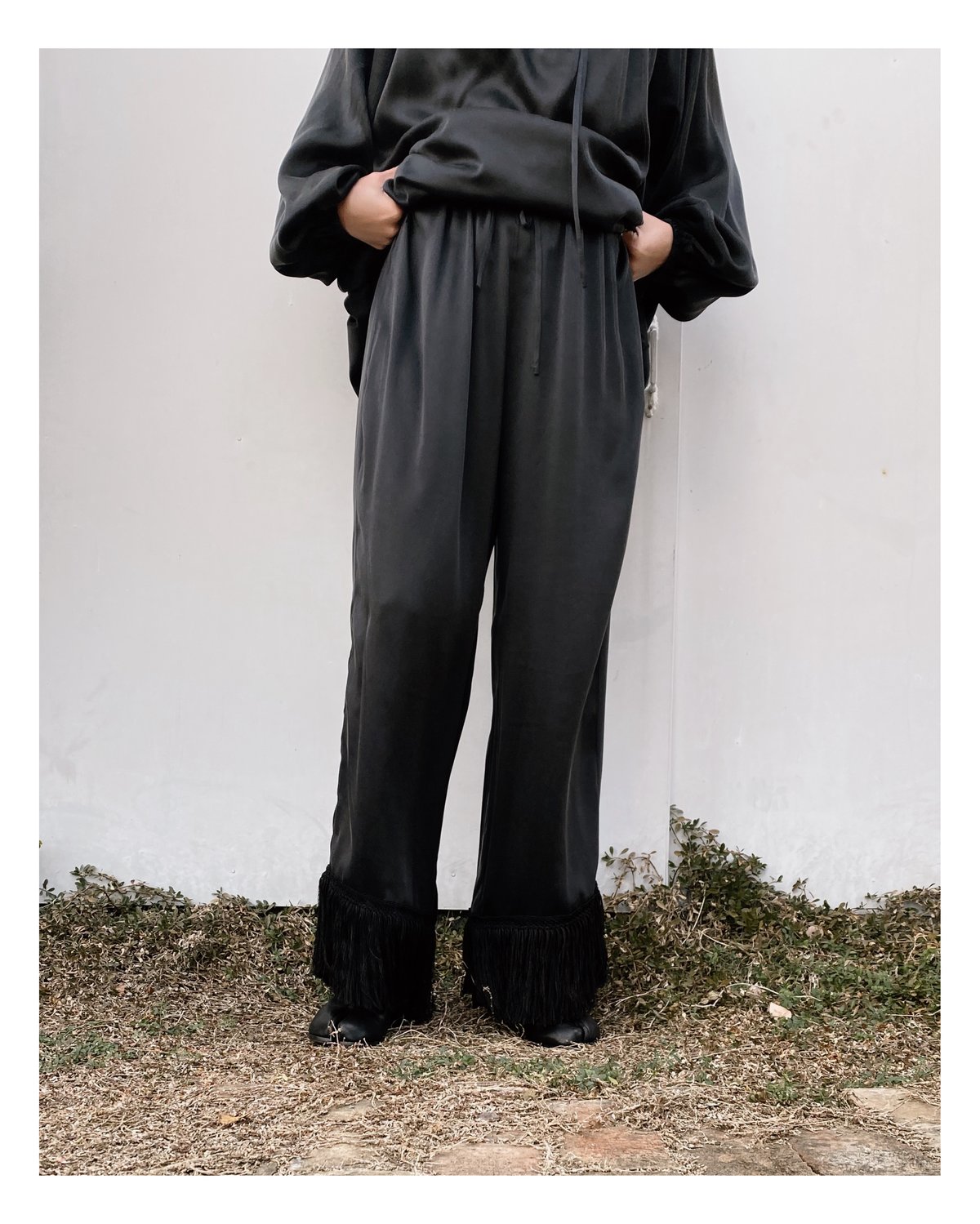 ERiKOKATORi「fringe silk pants」black. | gouter l