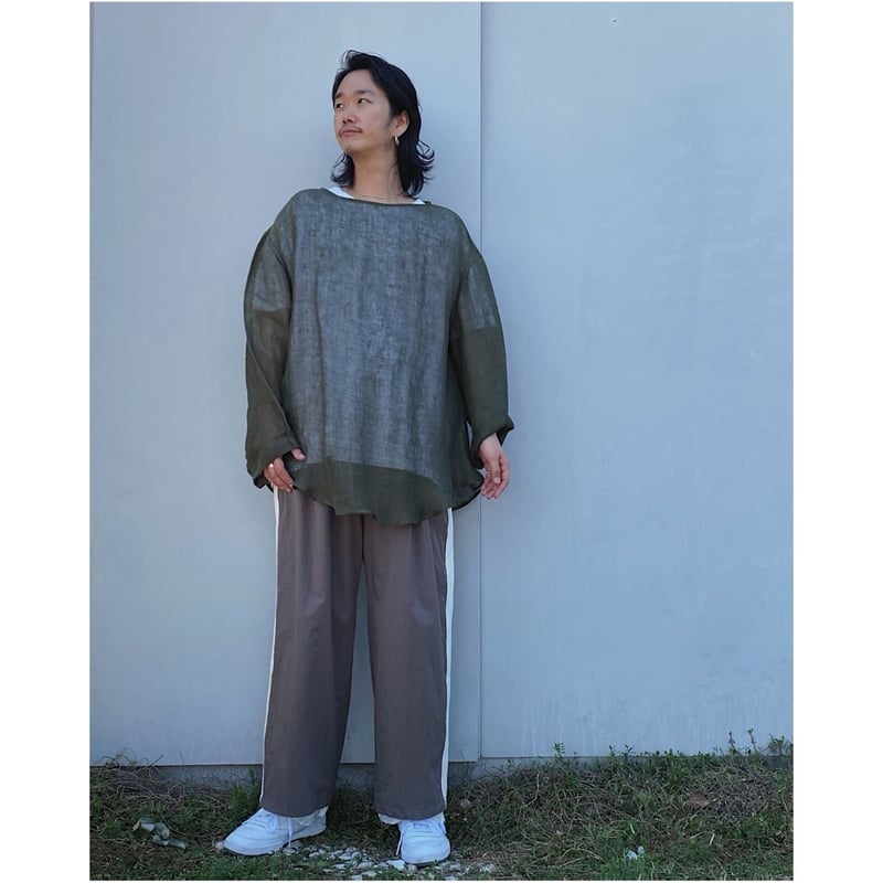 ERiKOKATORi「Linen Gauze See-Thrugh L/S-T」khaki