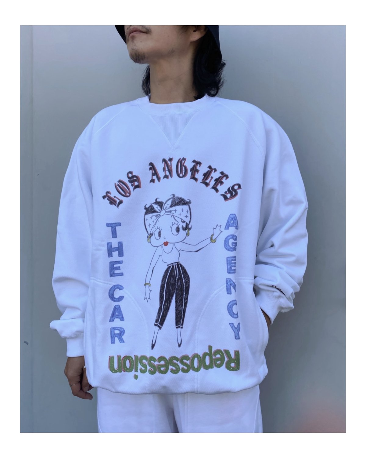 BLACK WEIRDOS「Crewneck Sweat shirt (BETTY) 」whi 