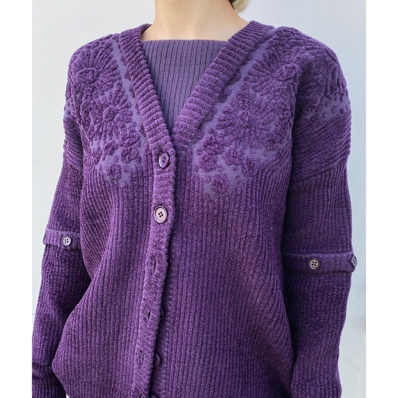 TAN.「FLOWER JACQUARD CARDIGAN」v/purple. | goute